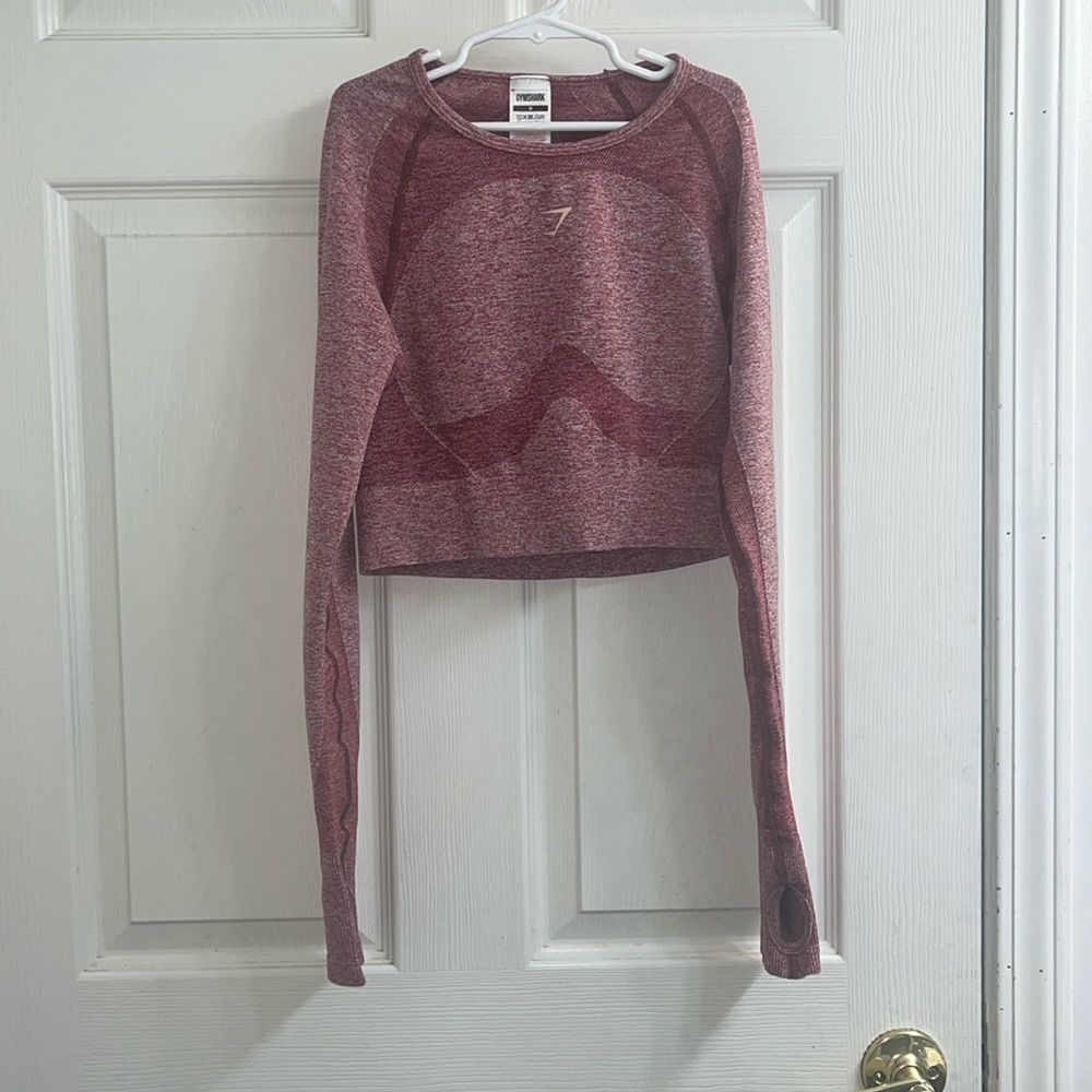 red cropped gymshark long sleeve size medium